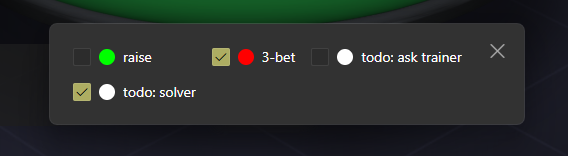 The tag selection popup.