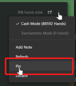 Pin report menu item