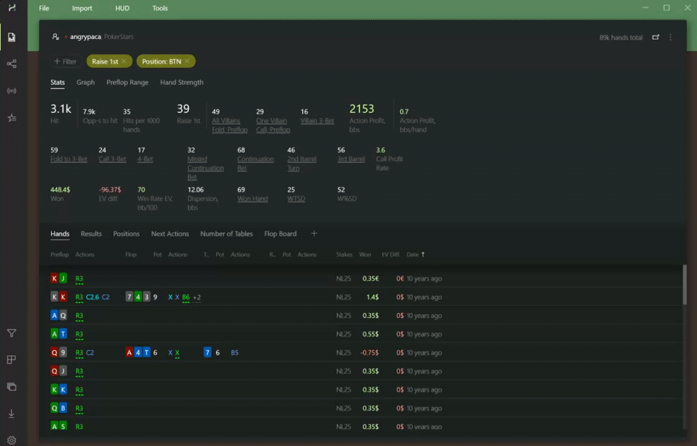 Hand2Note report filter navigation