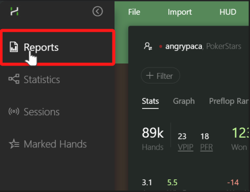 Hand2Note reports tab