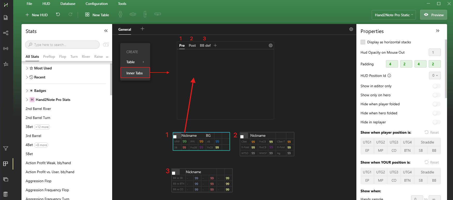 Adding Inner Tabs in HUD Editor.
