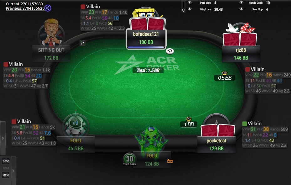 How the “Hand2Note Pro Static” HUD looks during play.