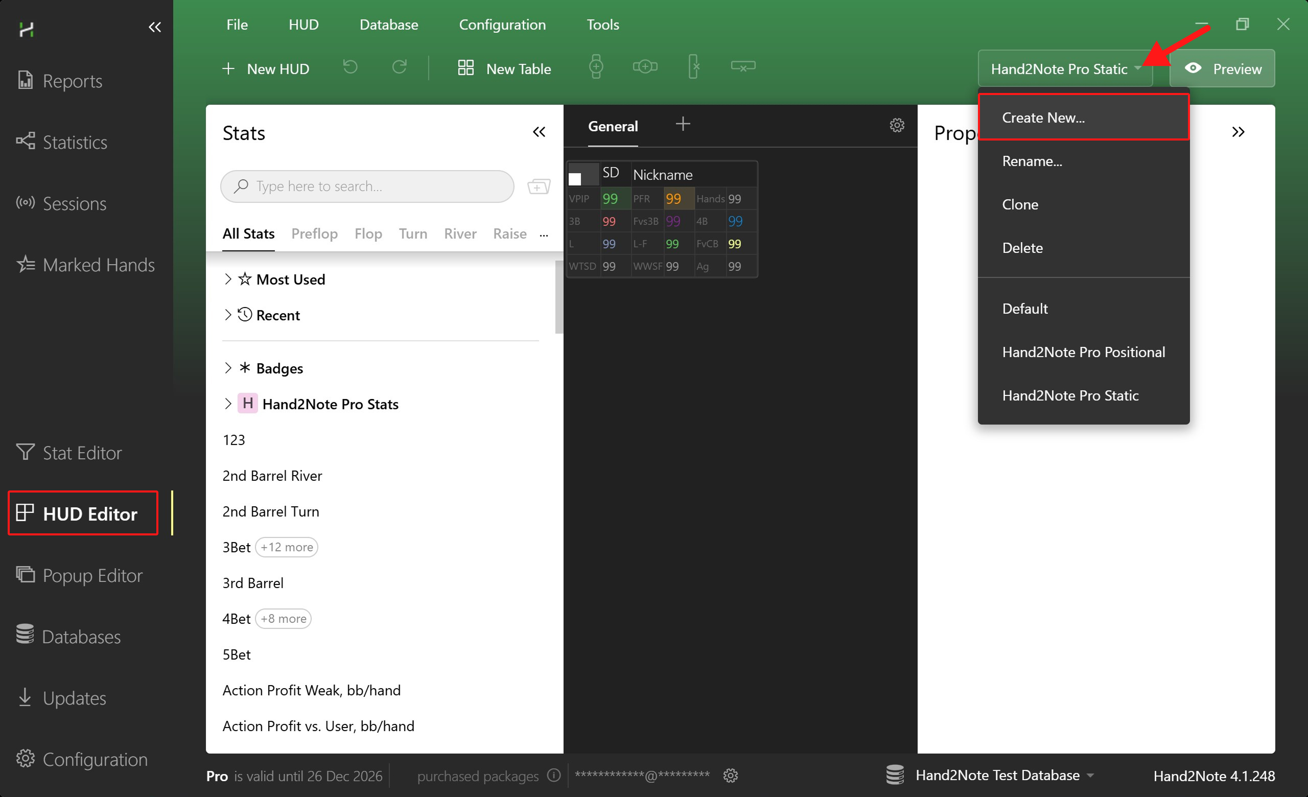 Create a new HUD or switch to one of the available HUDs.