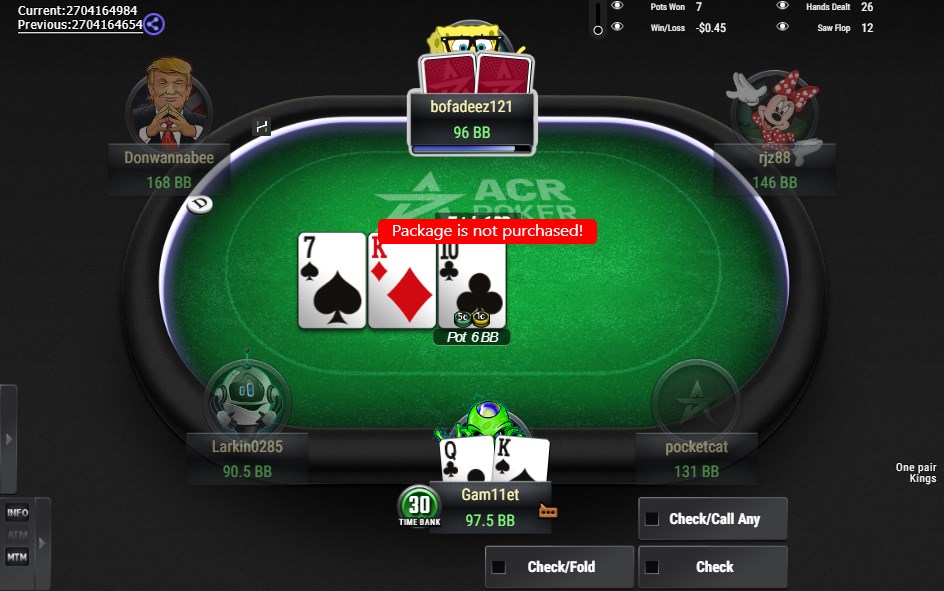 This message may appear at the table during play and in the “Replayer” window.