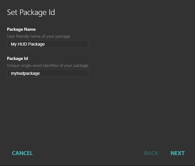 Package name and ID.