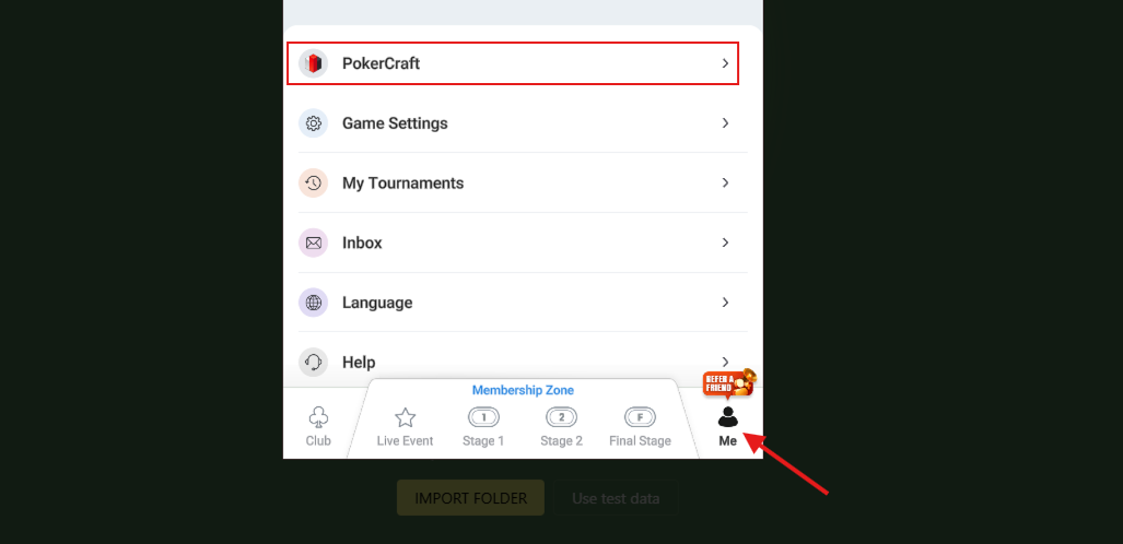 PokerCraft is available in the ClubGG account settings.