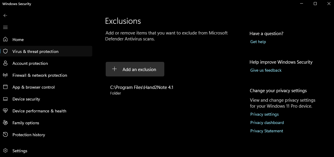 Adding the Hand2Note folder to antivirus exclusions.