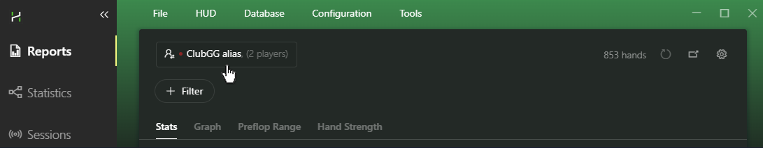 Selecting an alias in Reports.