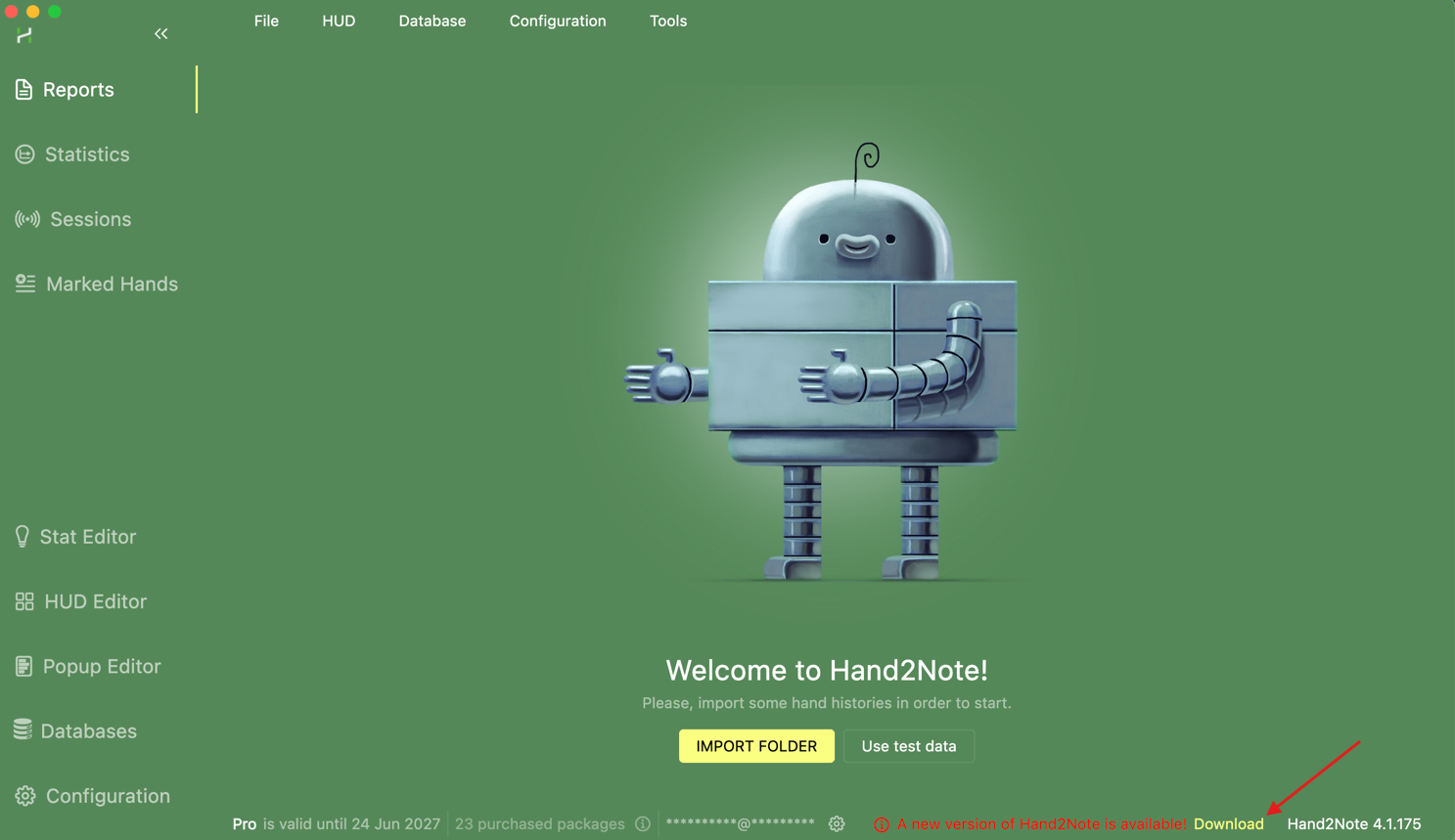 Hand2Note update notification on macOS.