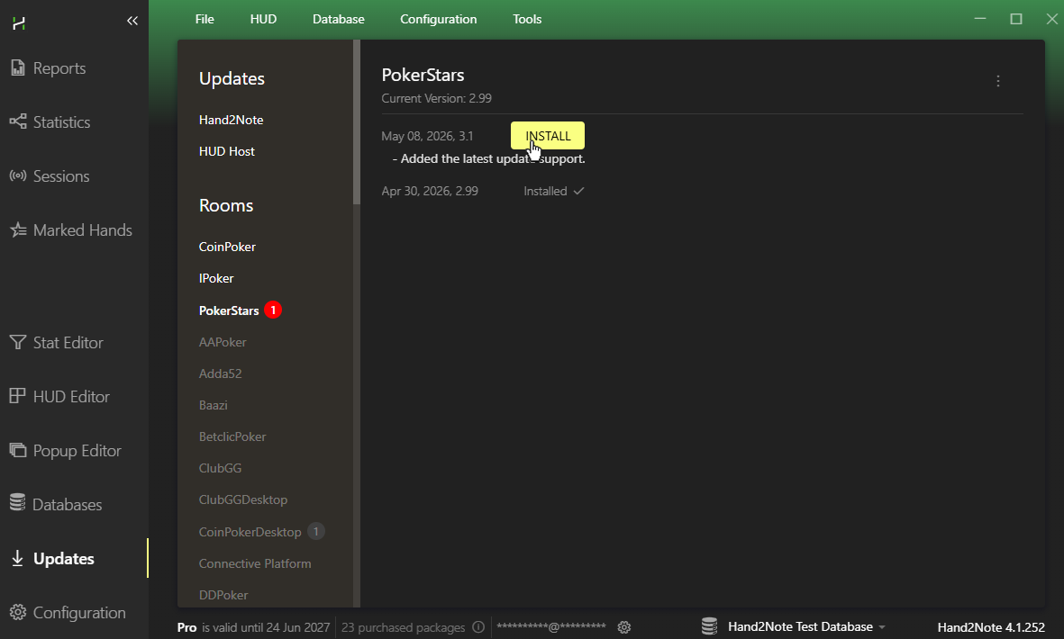 Updating Hand2Note for PokerStars compatibility.