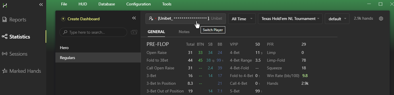 Statistics: choosing players for analysis.