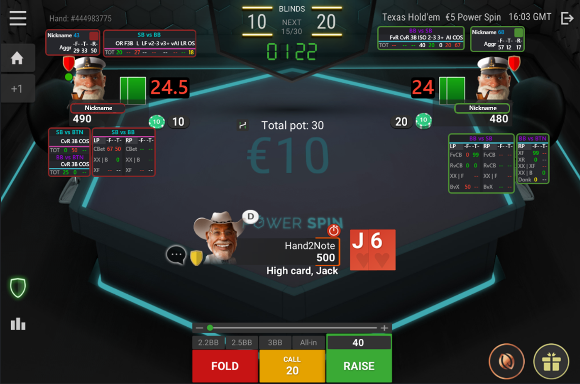 Example of a custom HUD on Unibet.fr.