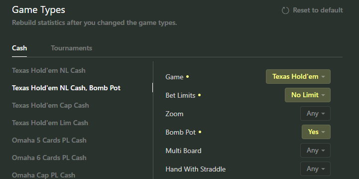 Bomb Pot filter for the new Game Type.