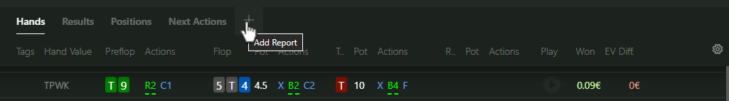 The Add Report button opens the built-in report library