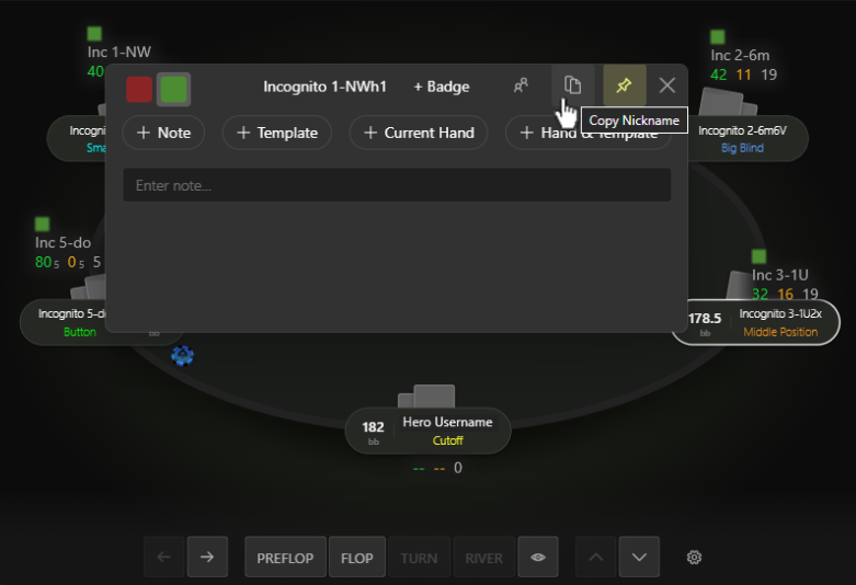 Copy a player's ID from the Hand2Note Replayer.