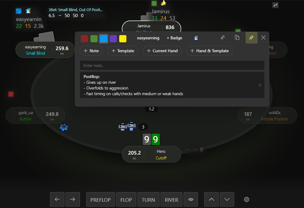 Popup with imported notes from another tracker.