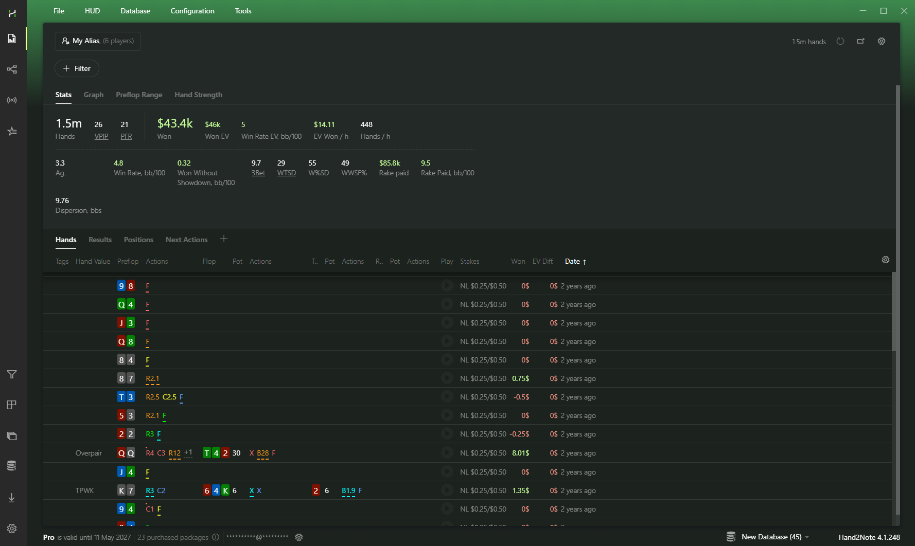 Database and notes successfully imported into Hand2Note.