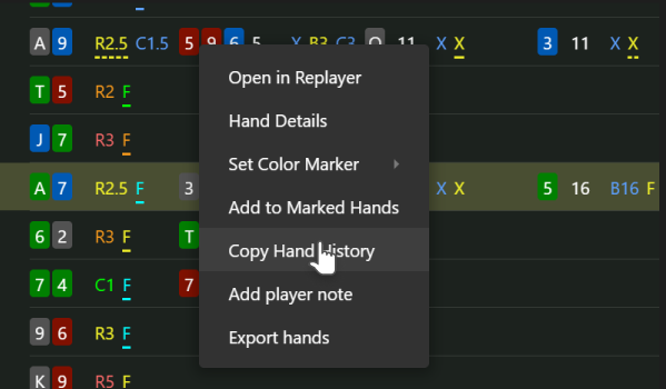 Copier historique main Hand2Note