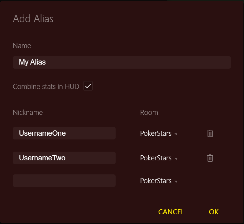 Diálogo Adicionar Alias