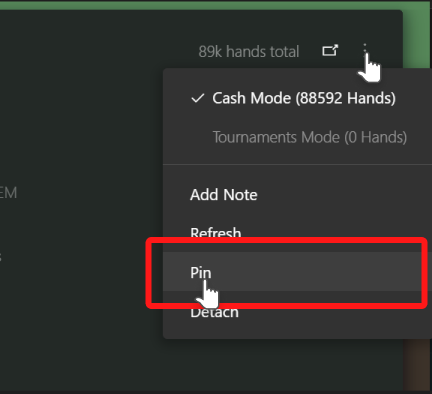 Botão fixar relatório