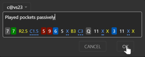 Adicionar nota a uma mão