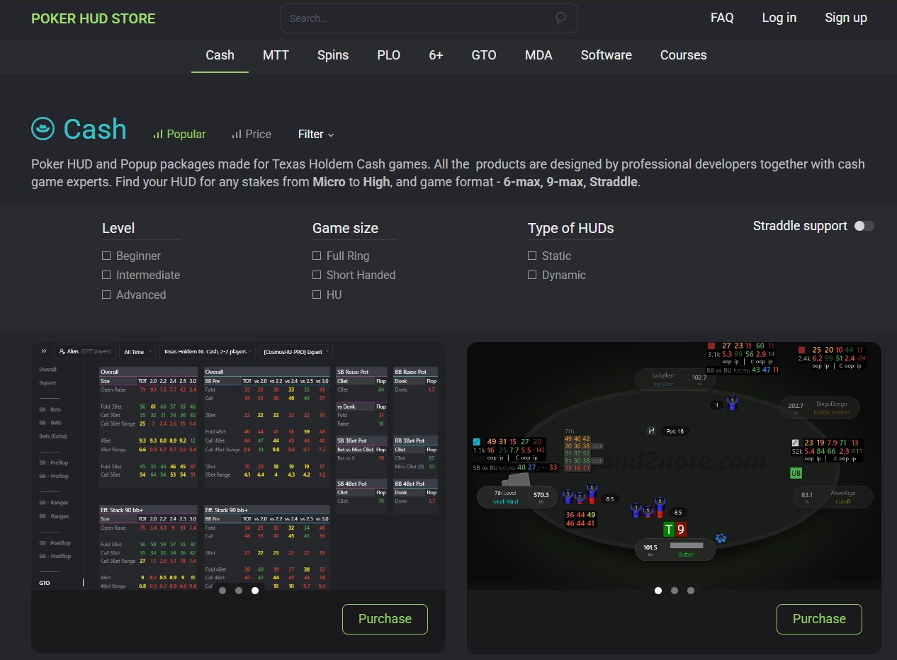 Пример готовых наборов статистик в Poker HUD Store.